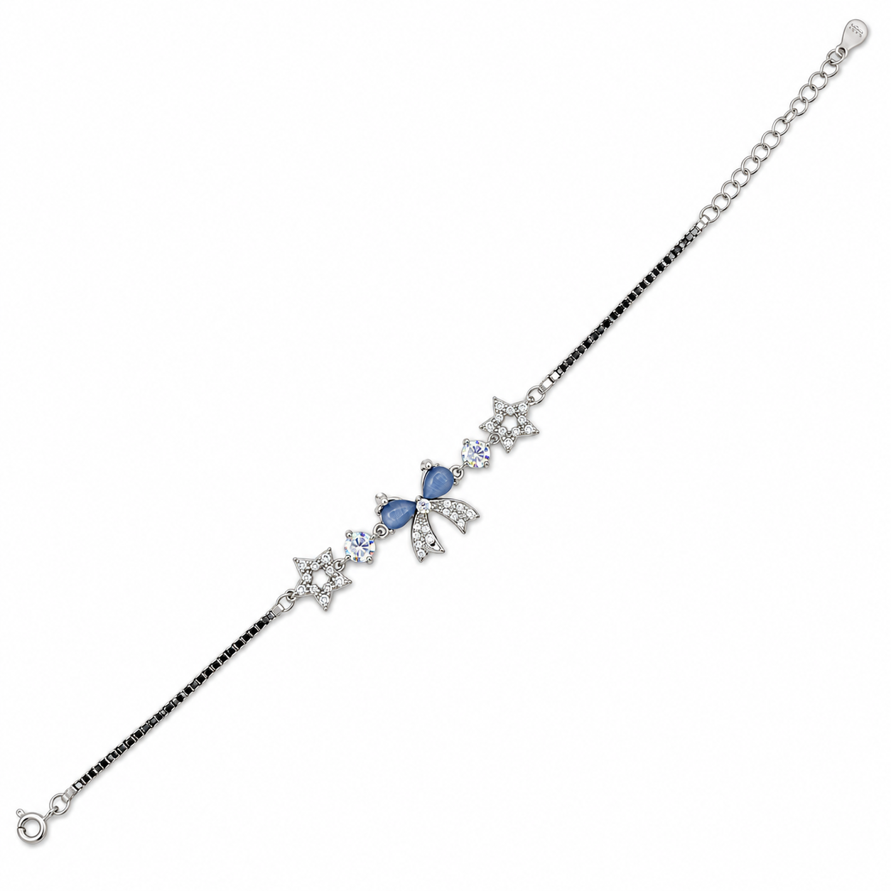 925 Silver Blue Butterfly & Star Bracelet