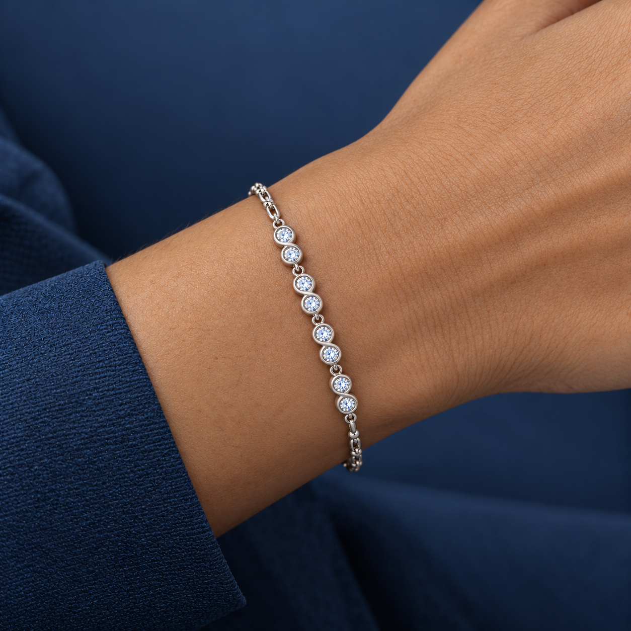 925 Silver Sparkling Double Stone Bracelet