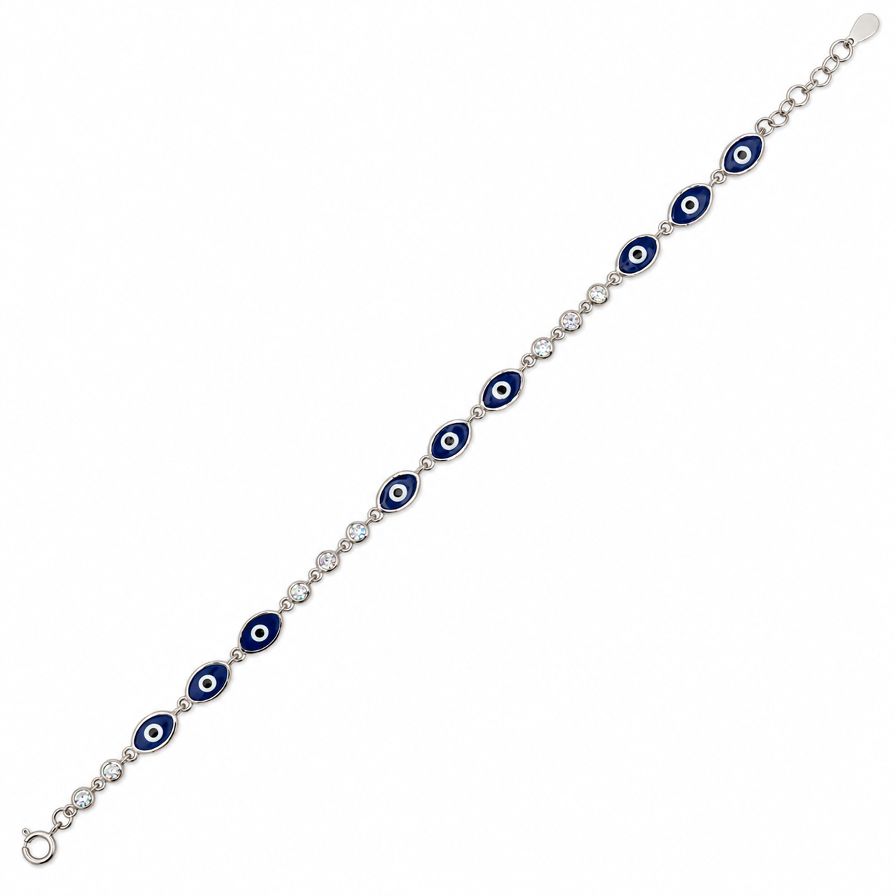 925 Silver Blue Evil Eye Charm Bracelet